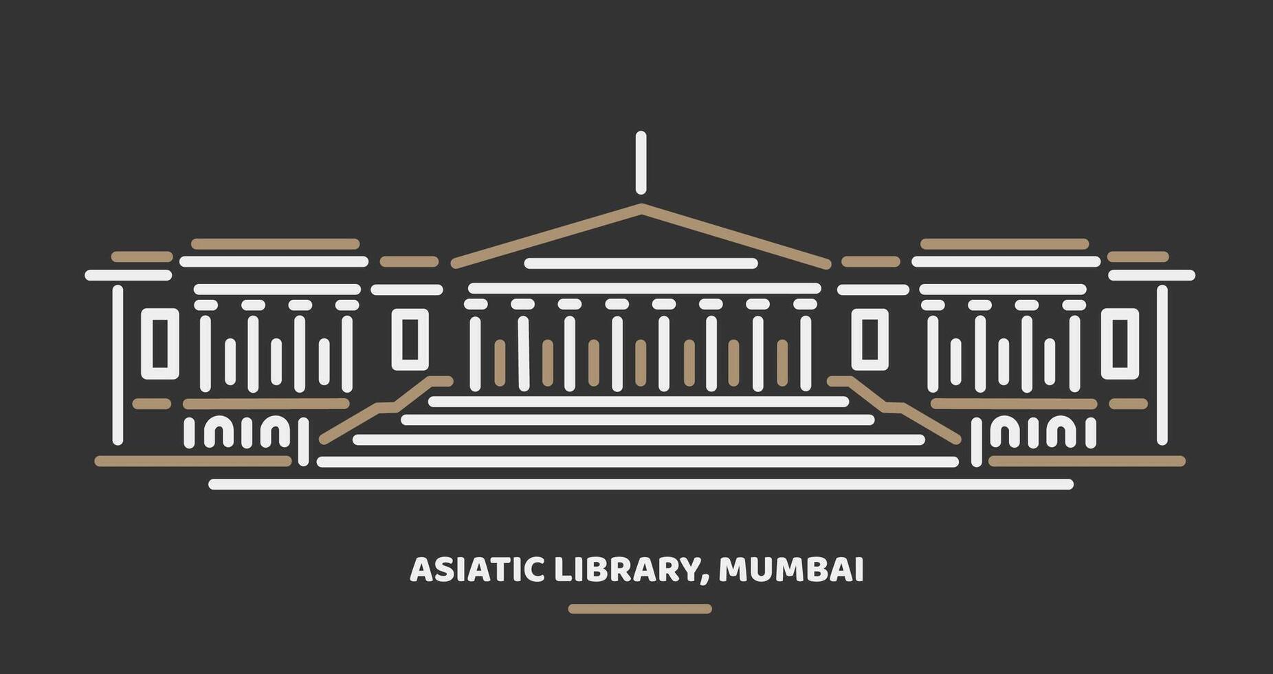 asiatic samhälle bibliotek, mumbai byggnad illustration. vektor