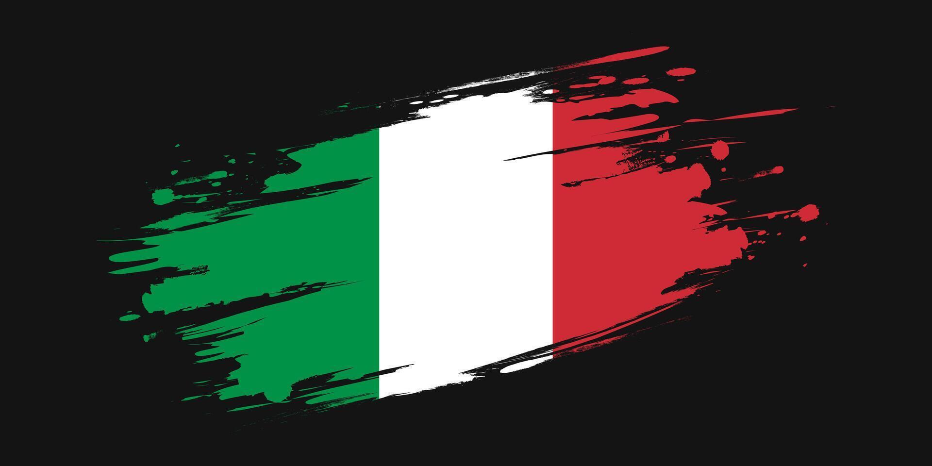 Italien flagga i borsta måla stil. nationell flagga av Italien med grunge borsta begrepp vektor