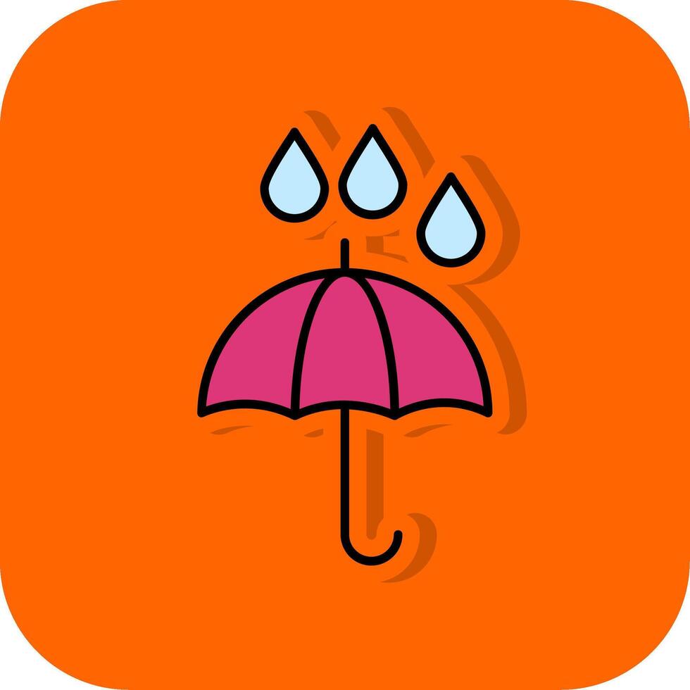 Regenschirm gefüllt Orange Hintergrund Symbol vektor