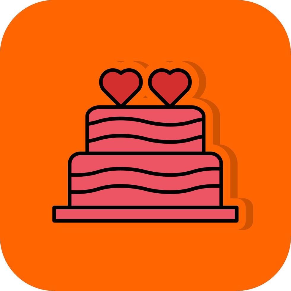 bröllop kaka fylld orange bakgrund ikon vektor