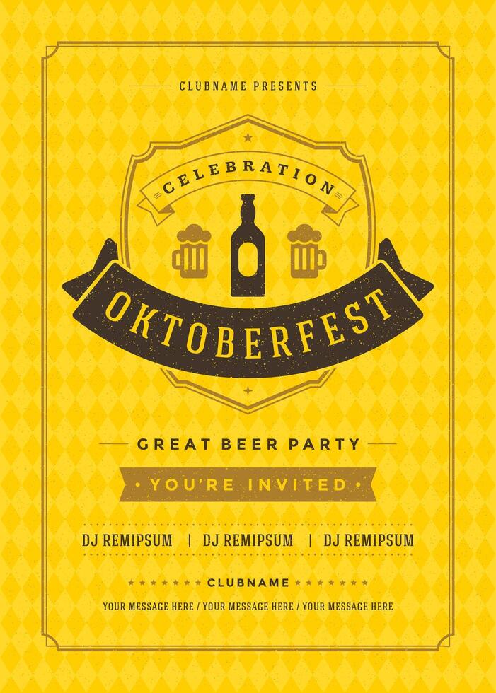 Oktoberfest Bier Festival Feier retro Typografie Poster oder Flyer vektor