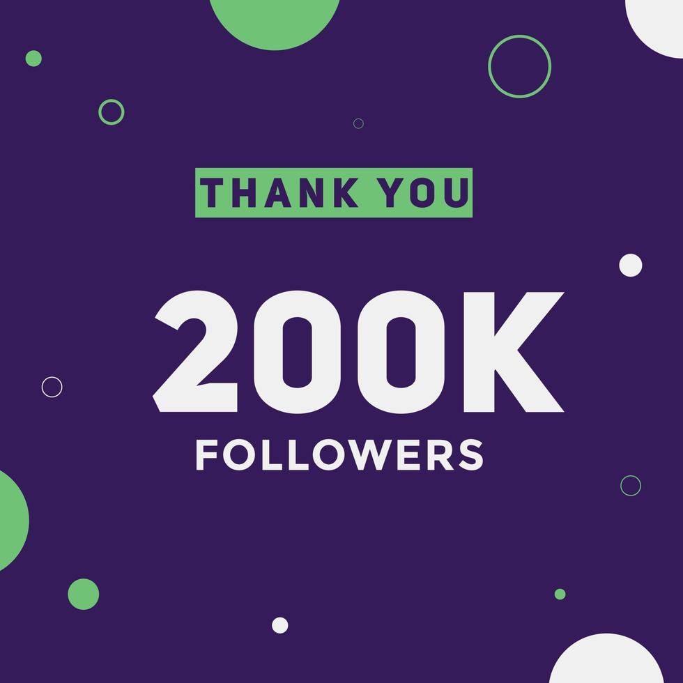 200 000 följare tack färgglad firande mall sociala medier 200 000 följare prestationsbanner vektor