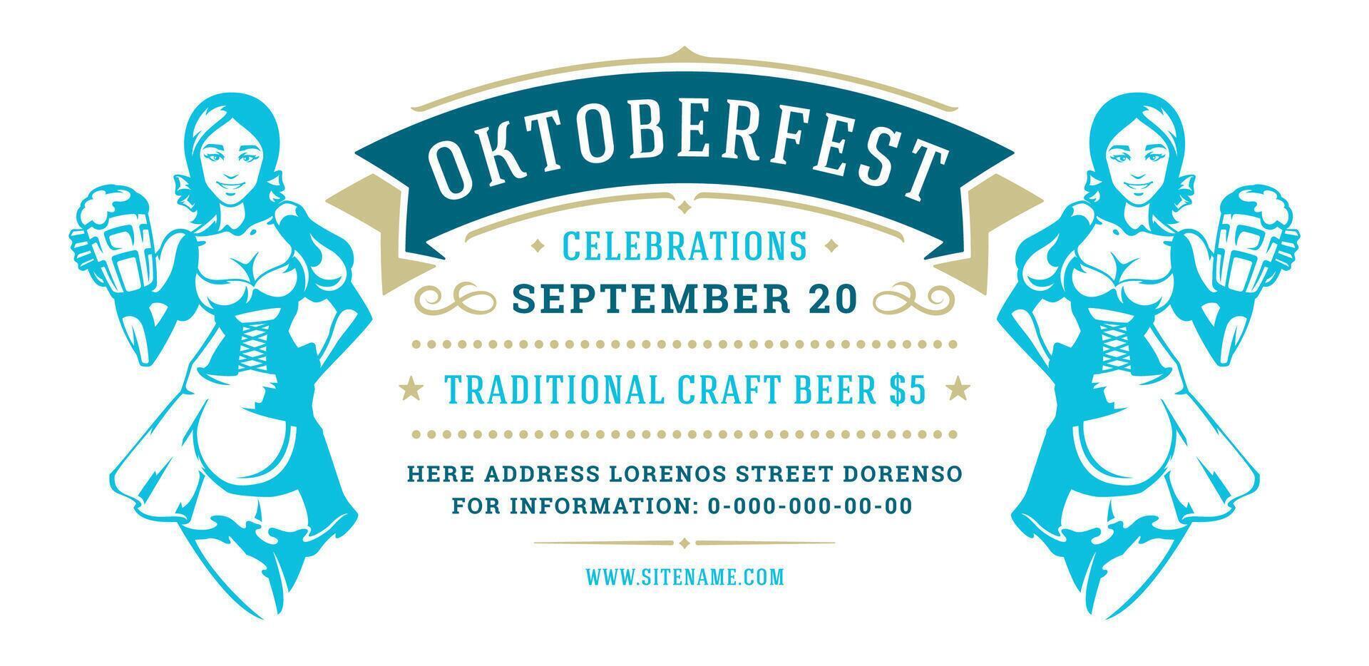 Oktoberfest Flyer oder Banner retro Typografie Vorlage Design willkommen zum Einladung Bier Festival Feier. vektor