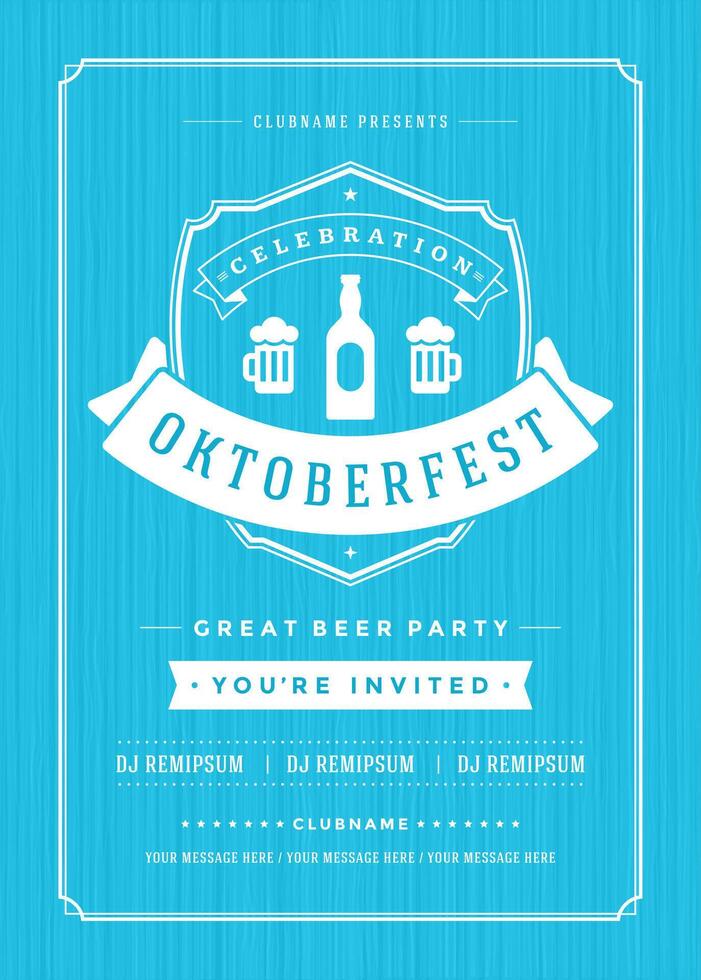 Oktoberfest Bier Festival Feier retro Typografie Poster vektor