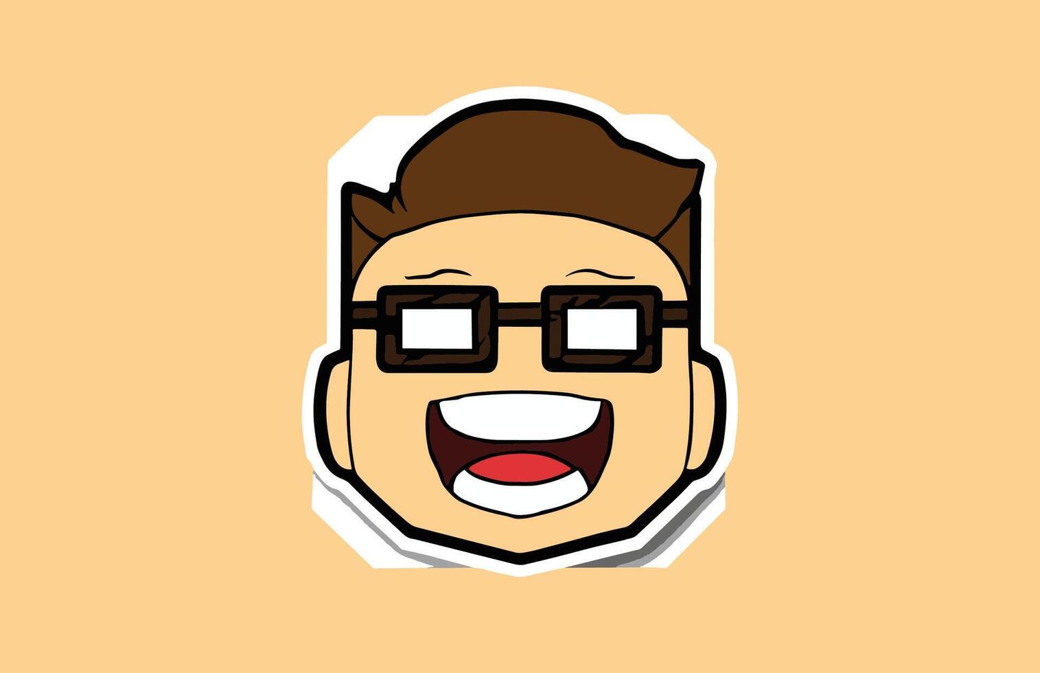 ein Karikatur Mann mit Brille und ein groß Lächeln vektor