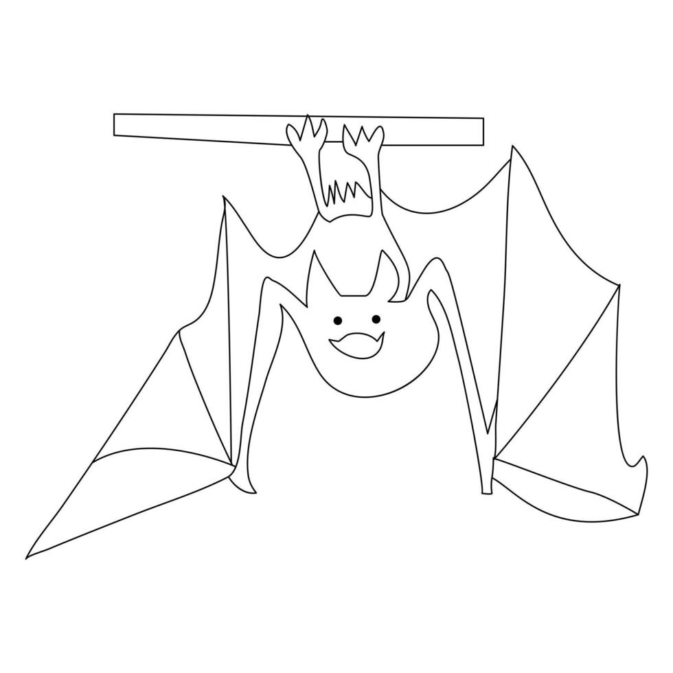 kontinuerlig enda linje konst teckning av söt flygande fladdermus för översikt vektor