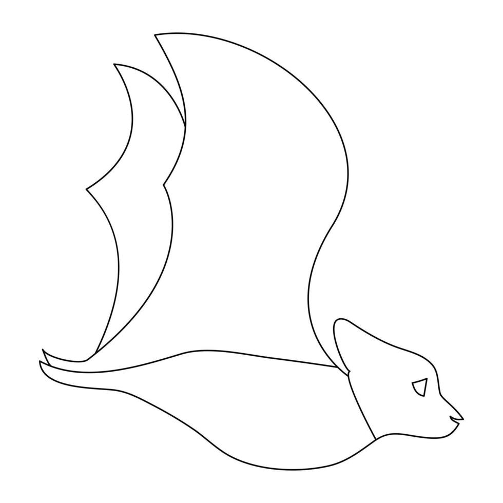 kontinuierlich Single Linie Kunst Zeichnung von süß fliegend Schläger zum Gliederung vektor