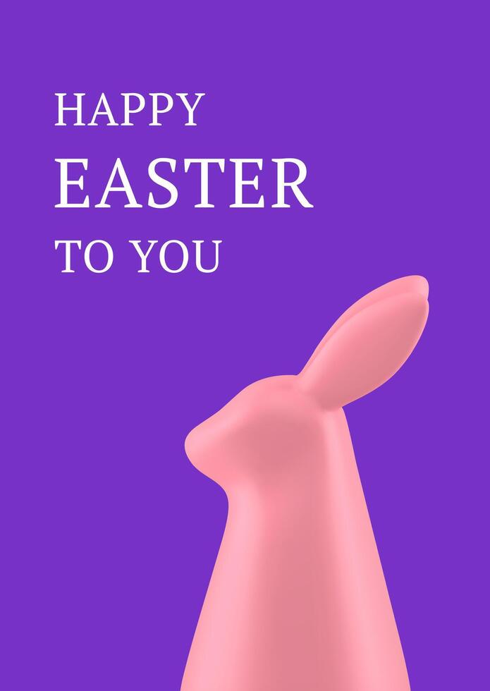 påsk rosa kanin struntsak 3d hälsning kort festlig Semester firande design mall realistisk illustration vektor