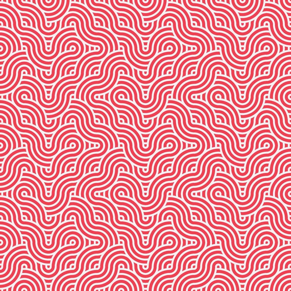 nahtlos abstrakt geometrisch rot japanisch überlappend Kreise Linien und Wellen Muster vektor