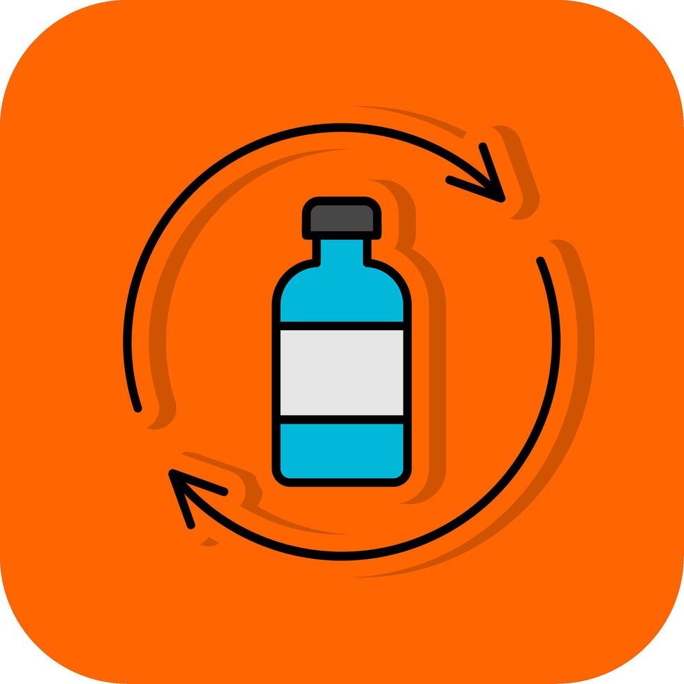 flaska återvinning fylld orange bakgrund ikon vektor