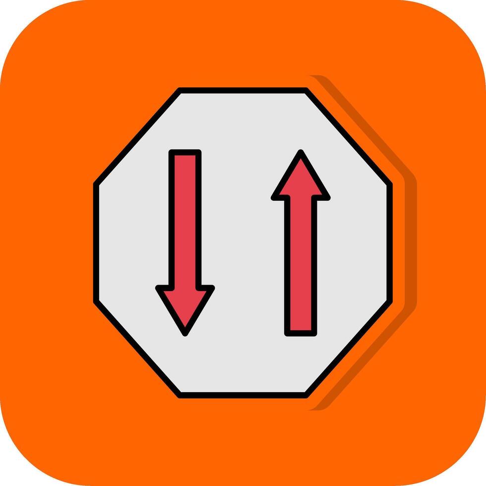 zwei Weg gefüllt Orange Hintergrund Symbol vektor