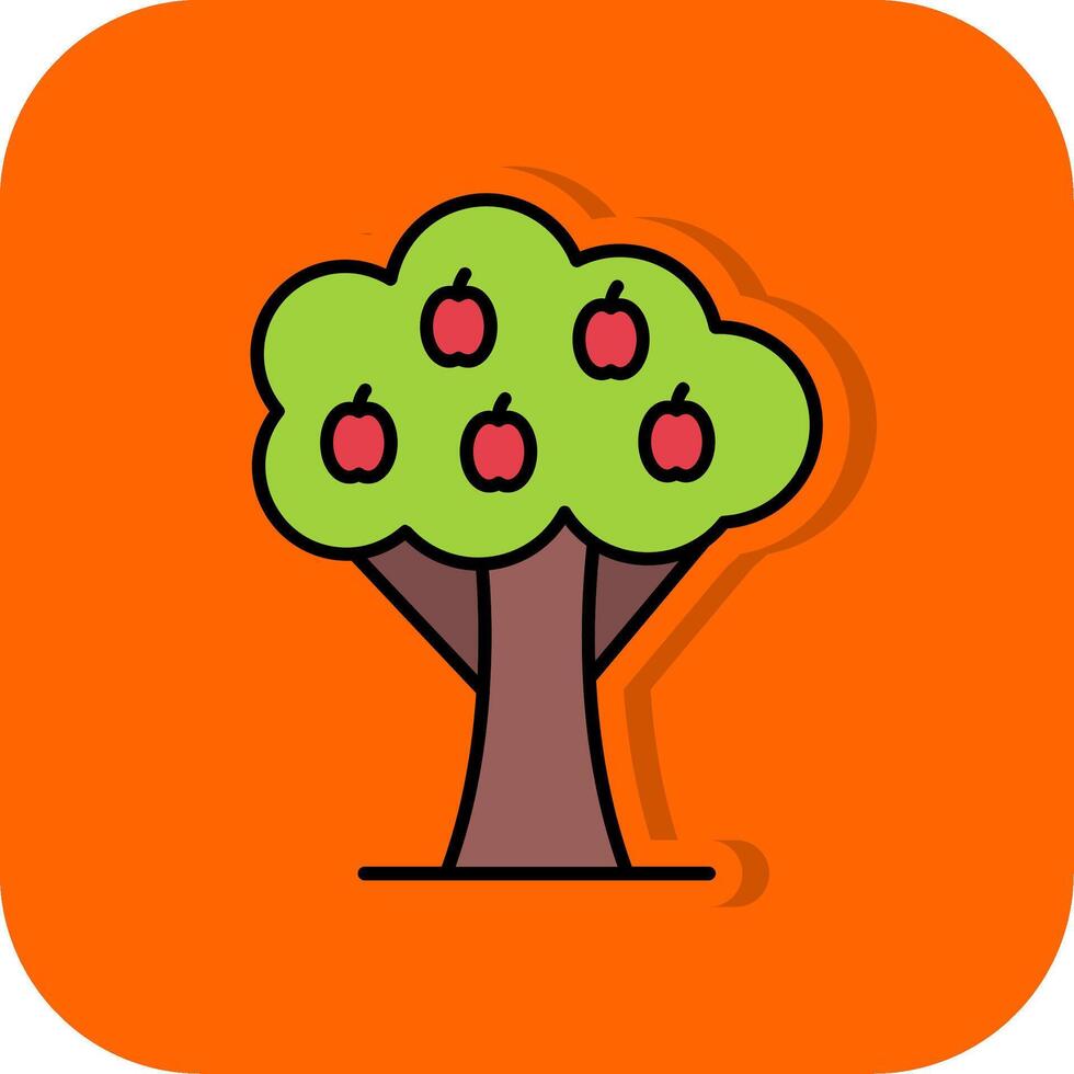 frukt träd fylld orange bakgrund ikon vektor