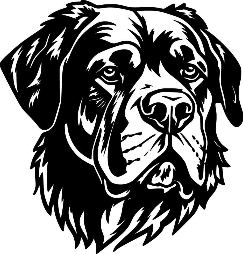 rottweiler hund, svart och vit illustration vektor