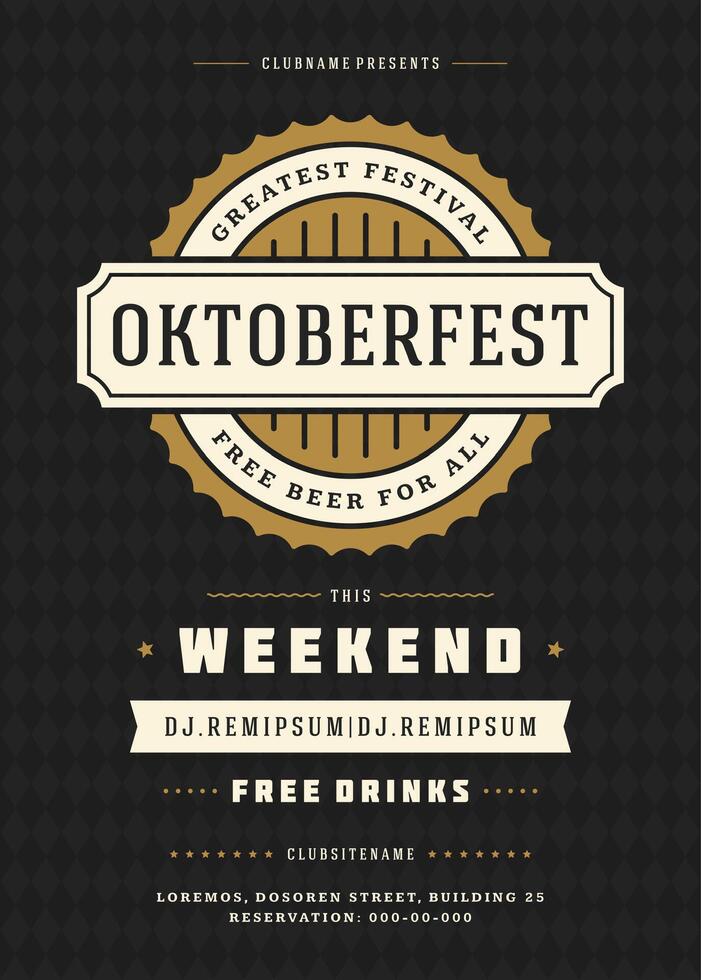 oktoberfest öl festival firande retro typografi affisch vektor