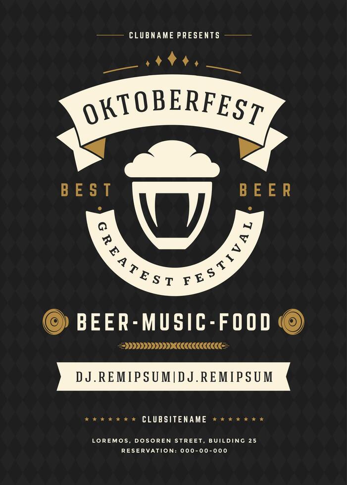 oktoberfest öl festival firande retro typografi affisch eller flygblad vektor