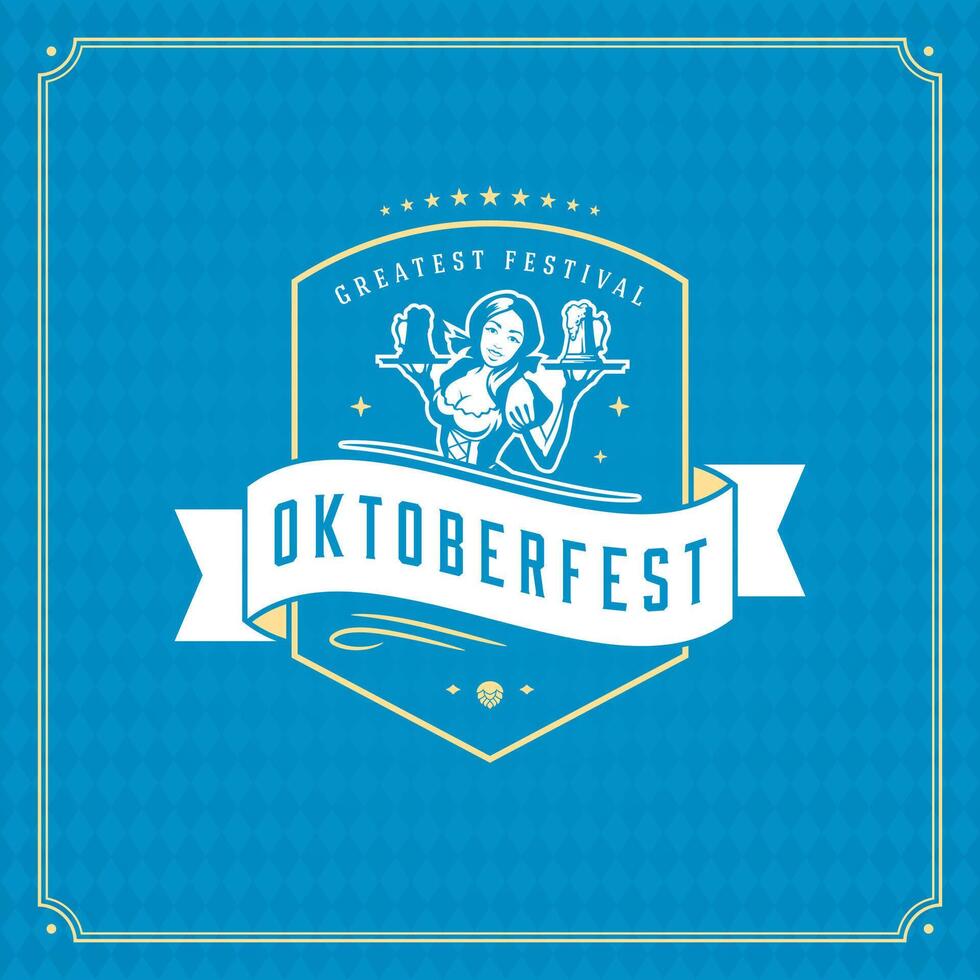 oktoberfest öl festival firande årgång hälsning kort eller affisch vektor