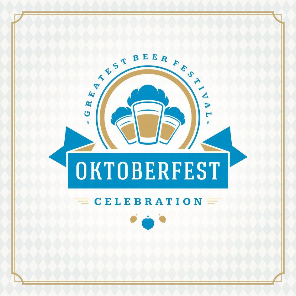 oktoberfest öl festival firande årgång hälsning kort eller affisch vektor