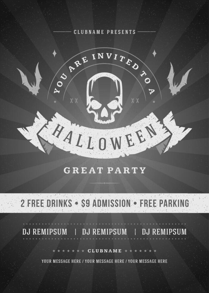 Halloween Feier Nacht Party Poster oder Flyer Design vektor