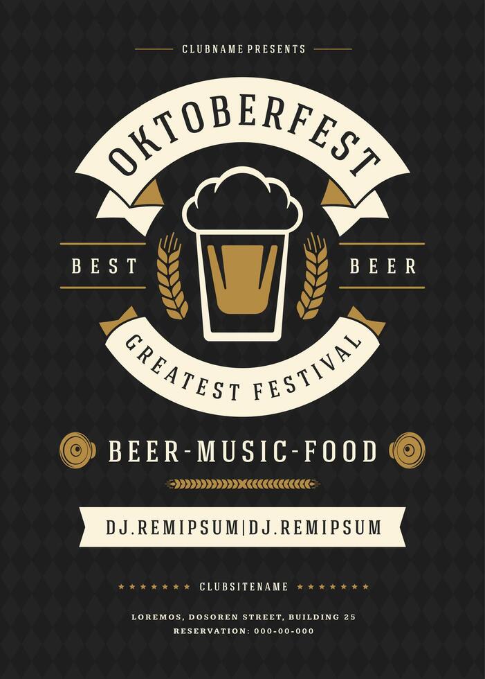 oktoberfest öl festival firande retro typografi affisch vektor