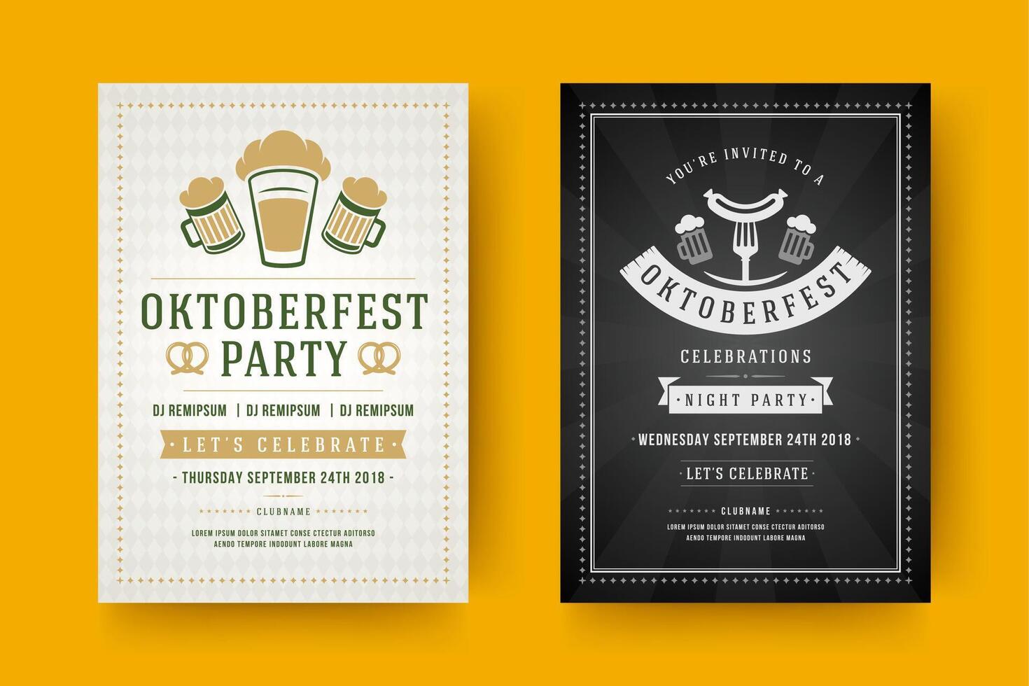 Oktoberfest Flyer oder Plakate retro Typografie Vorlagen Design Einladungen Bier Festival Feier. vektor