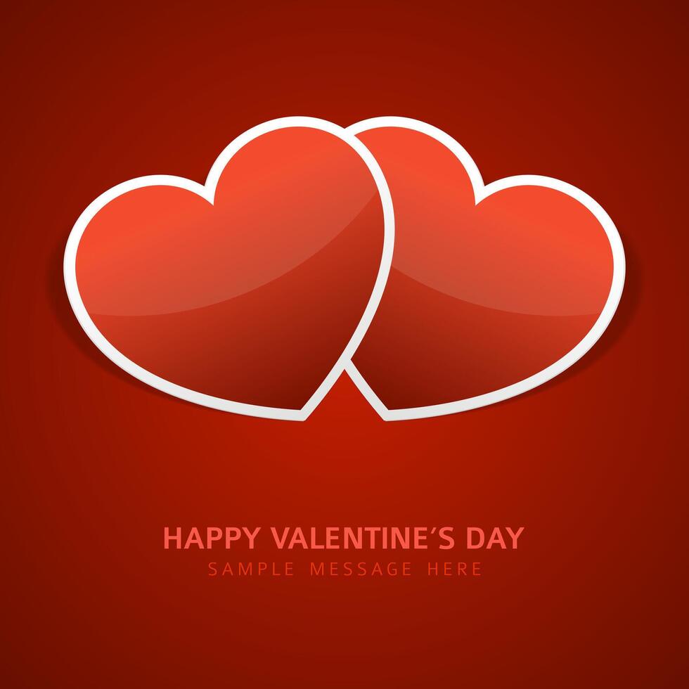 Valentinsgrüße Tag Karte mit Herz auf rot Hintergrund vektor