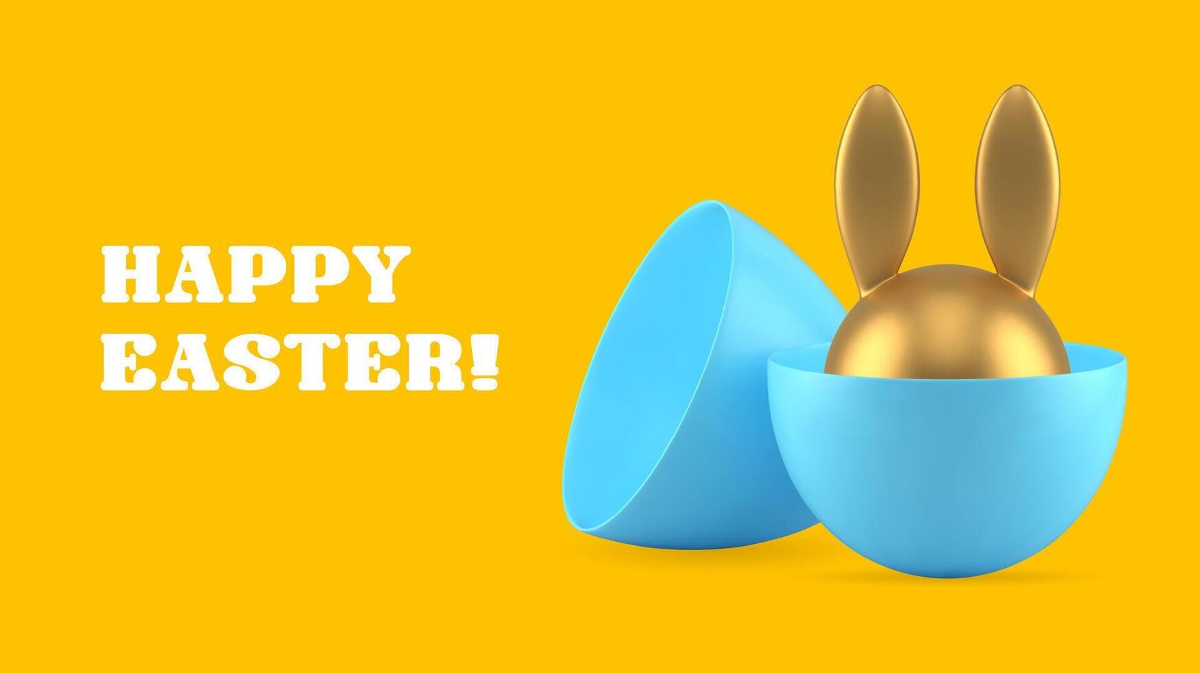 Ostern Hase versteckt Hälfte gemalt Hähnchen Ei glücklich Urlaub Gruß Banner Design vektor