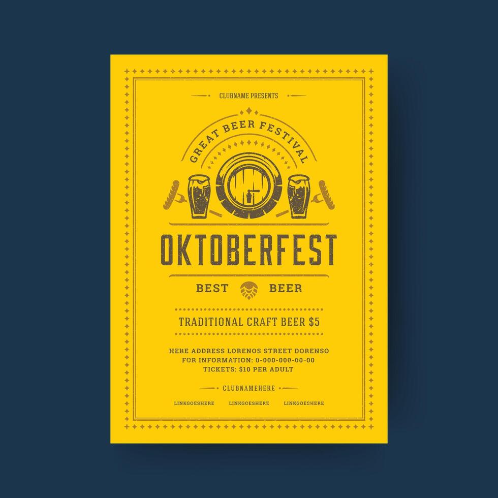 oktoberfest flygblad eller affisch retro typografi mall design inbjudan öl festival firande illustration. vektor