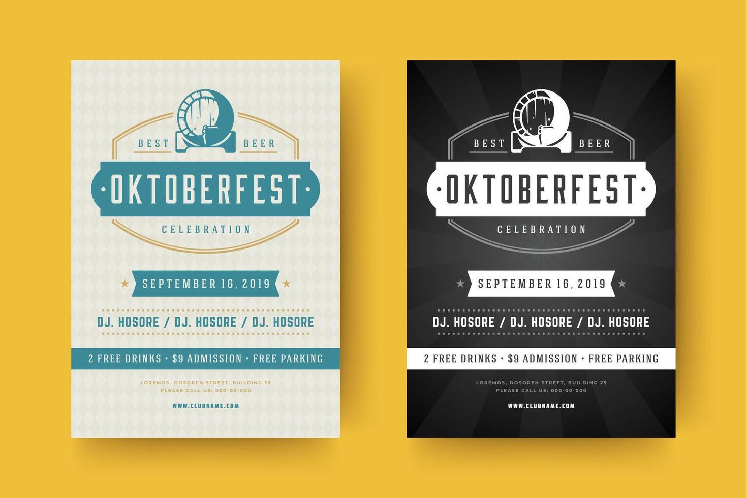 oktoberfest flygblad eller posters retro typografi mallar willkommen zum öl festival firande illustration vektor