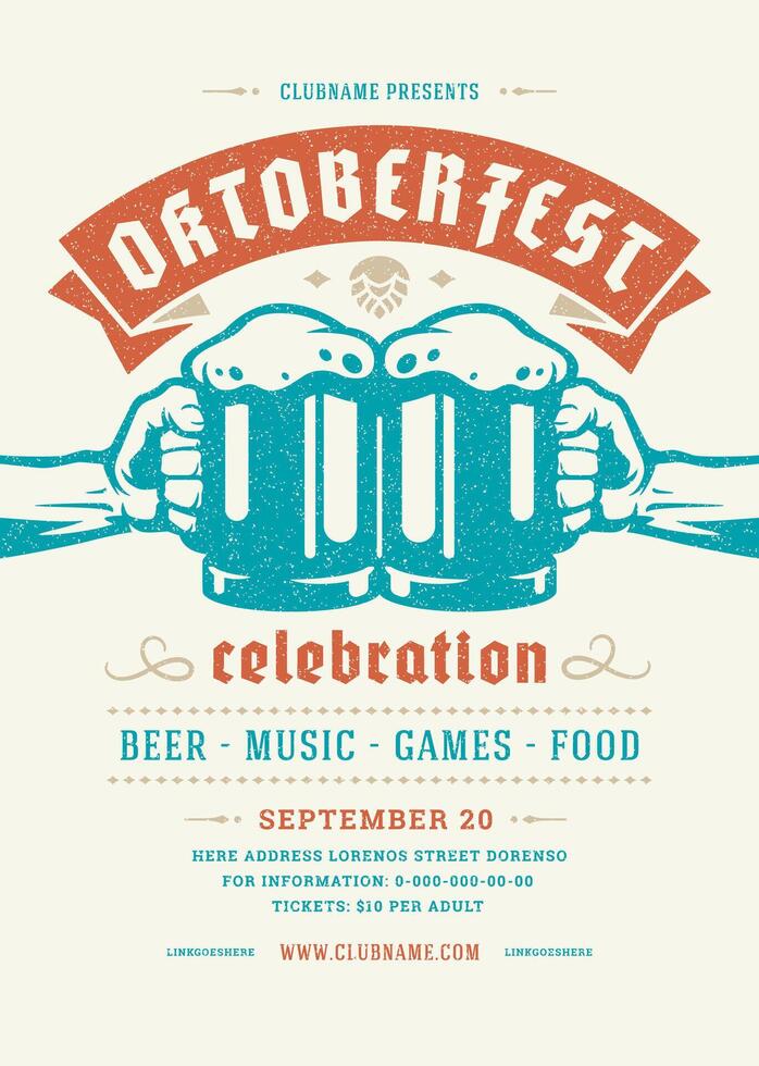 oktoberfest flygblad eller affisch retro typografi mall design inbjudan öl festival firande illustration. vektor