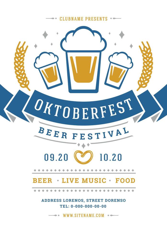 oktoberfest flygblad eller affisch retro typografi mall design inbjudan öl festival firande illustration. vektor