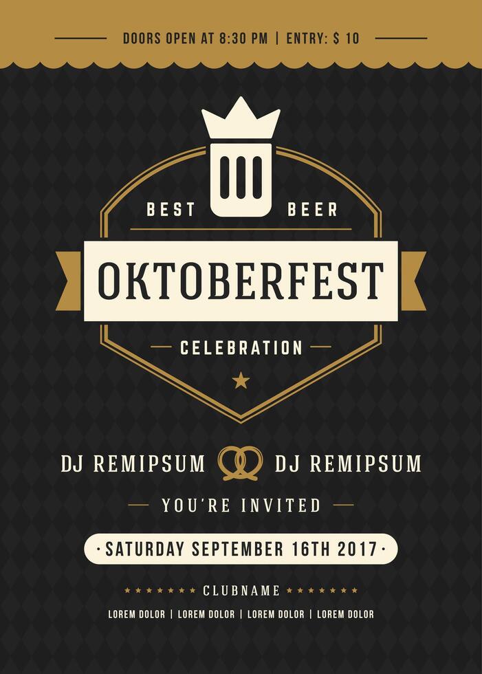 Oktoberfest Bier Festival Feier retro Typografie Poster vektor