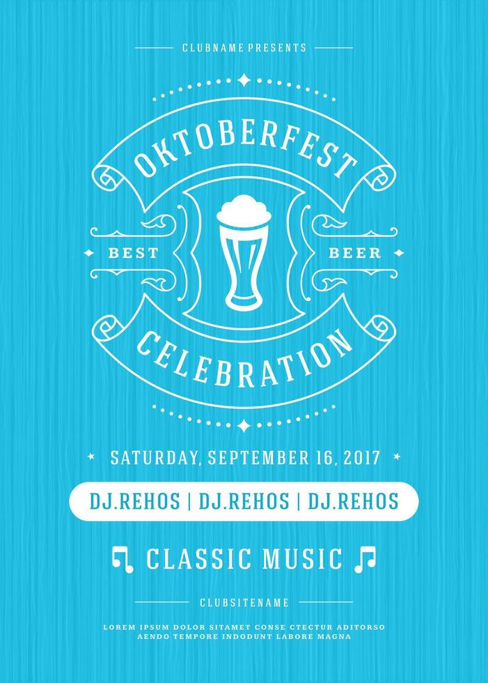 Oktoberfest Bier Festival Feier retro Typografie Poster oder Flyer vektor