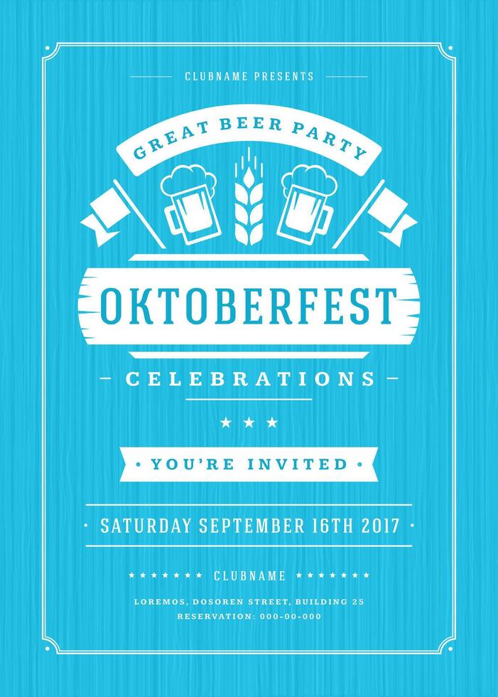 Oktoberfest Bier Festival Feier retro Typografie Poster vektor