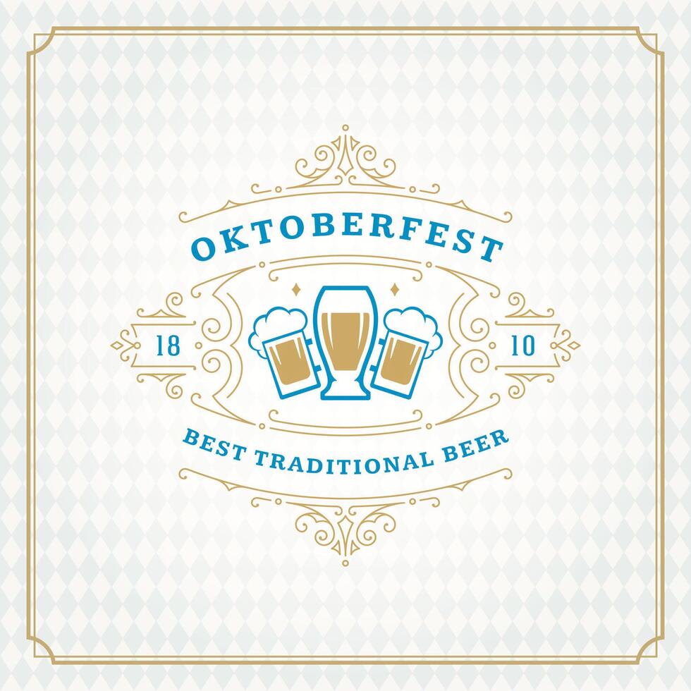 Oktoberfest Bier Festival Feier Jahrgang Gruß Karte oder Poster vektor