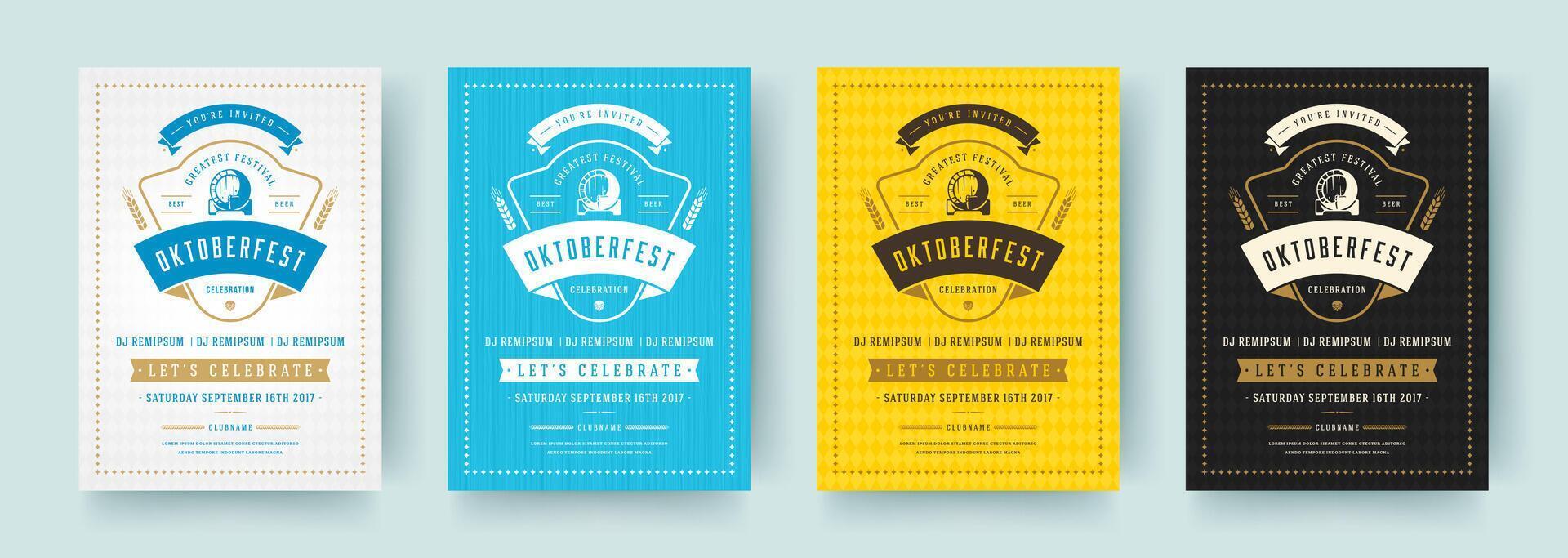 oktoberfest flygblad eller posters retro typografi mallar design inbjudningar öl festival firande. vektor