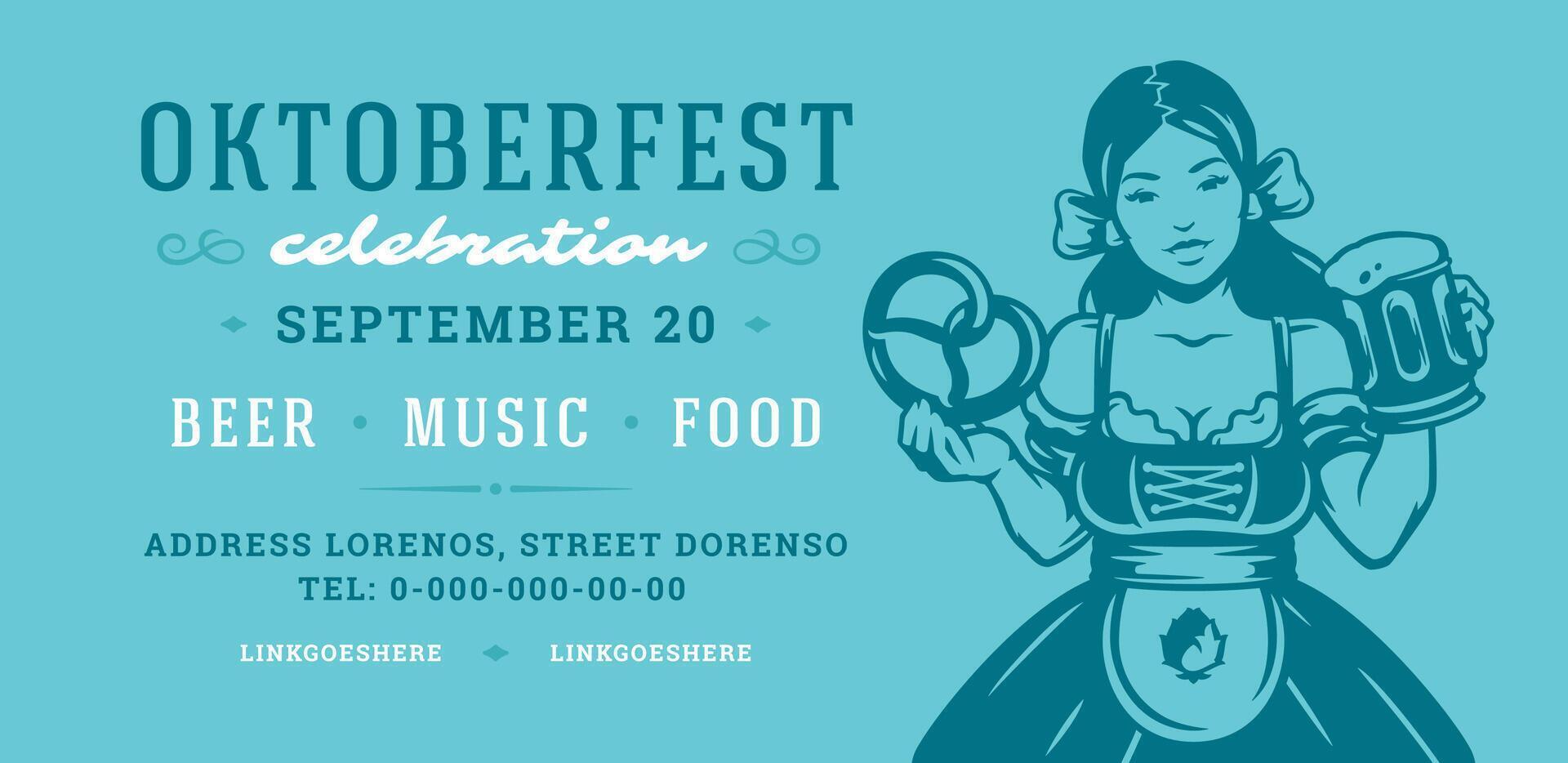 oktoberfest flygblad eller baner retro typografi mall design willkommen zum inbjudan öl festival firande. vektor