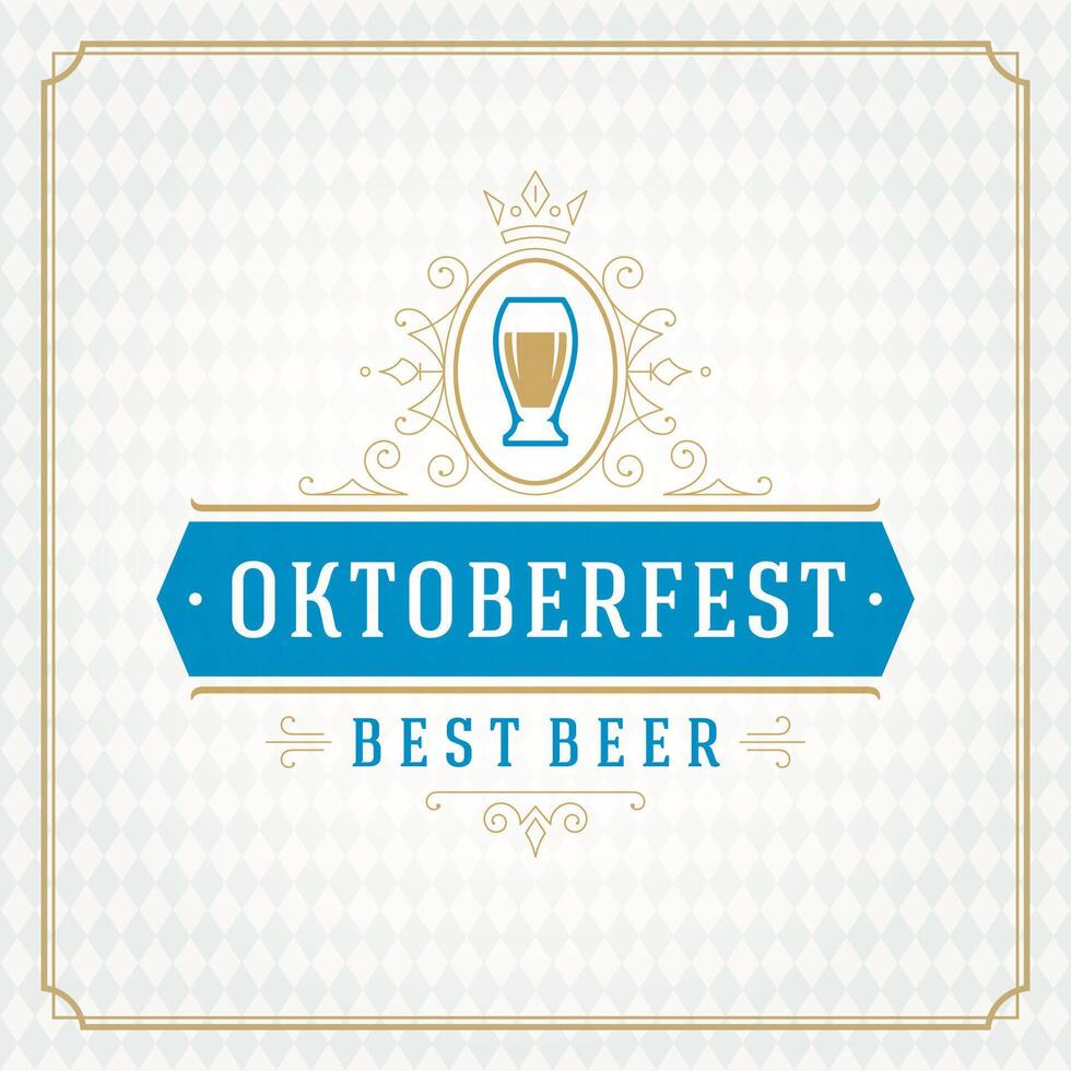 Oktoberfest Bier Festival Feier Jahrgang Gruß Karte oder Poster vektor