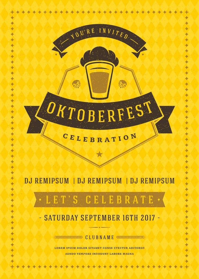 oktoberfest öl festival firande retro typografi affisch eller flygblad vektor