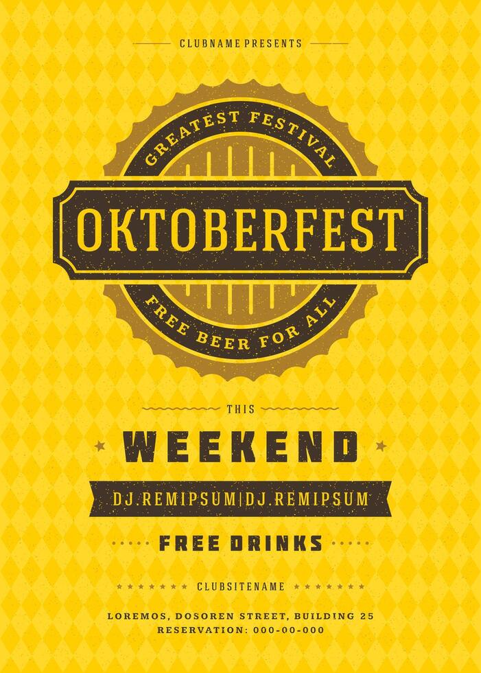 Oktoberfest Bier Festival Feier retro Typografie Poster oder Flyer vektor