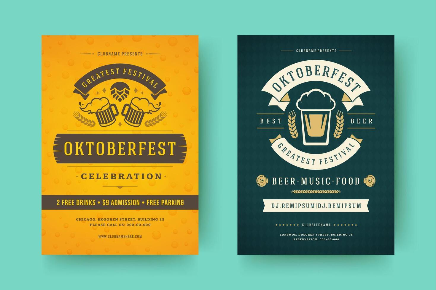 Oktoberfest Flyer oder Plakate retro Typografie Vorlagen willkommen zum Bier Festival Feier Illustration vektor