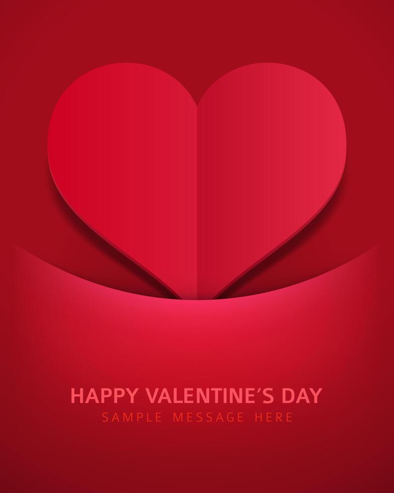 valentines dag kort med hjärta på röd bakgrund vektor