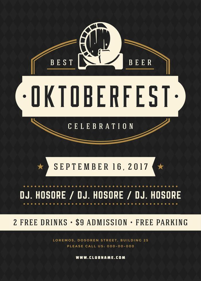 Oktoberfest Bier Festival Feier retro Typografie Poster oder Flyer vektor