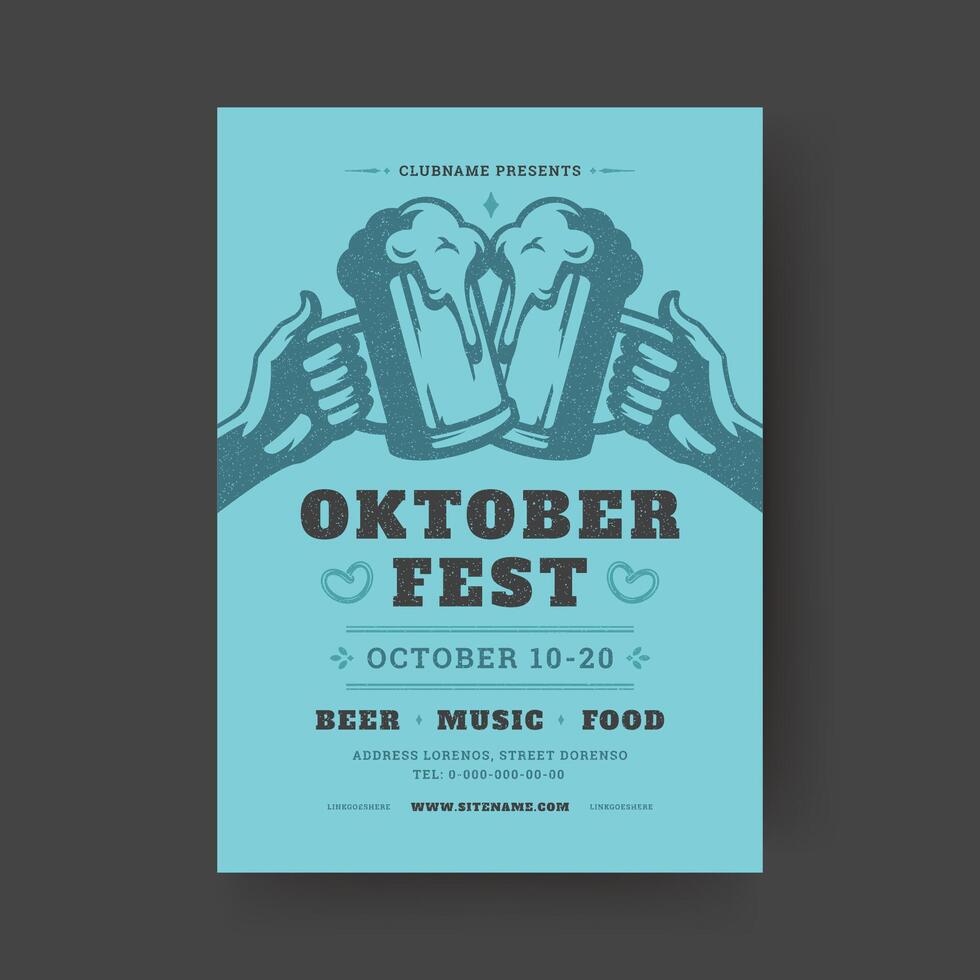 Oktoberfest Flyer oder Poster retro Typografie Vorlage Design Einladung Bier Festival Feier Illustration. vektor