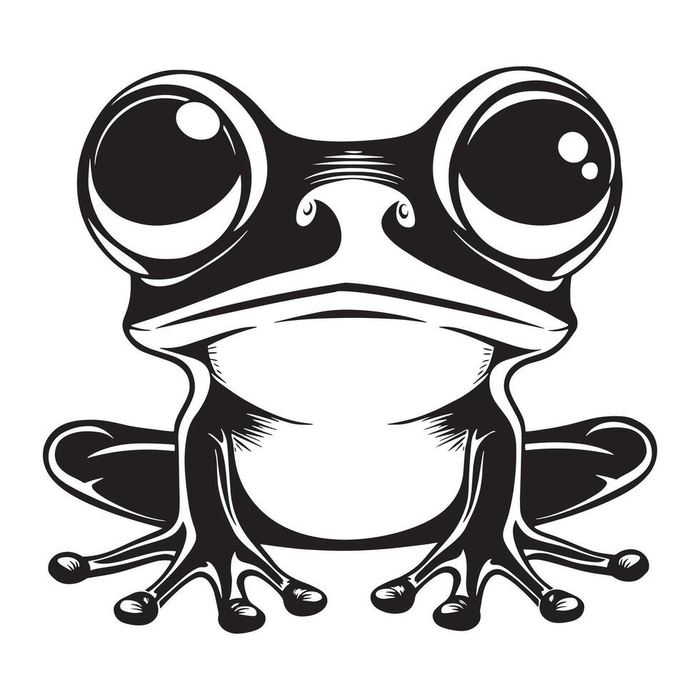 ein schwarz und Weiß Frosch Illustration auf ein Weiß Hintergrund vektor