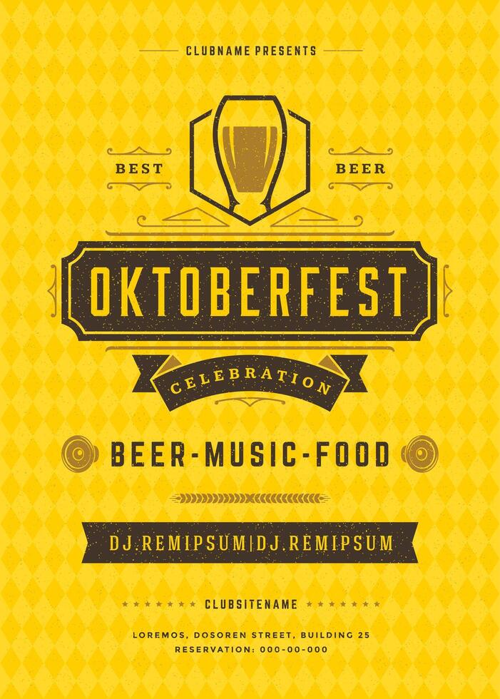 oktoberfest öl festival firande retro typografi affisch eller flygblad vektor