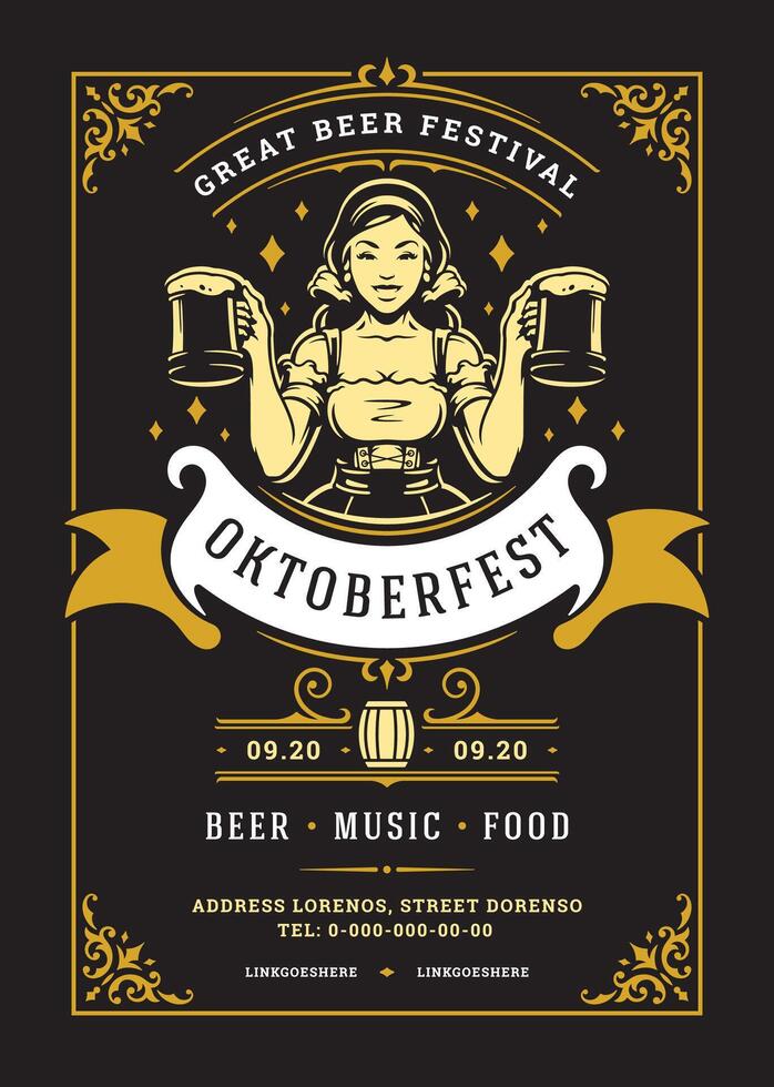Oktoberfest Flyer oder Poster retro Typografie Vorlage Design willkommen zum Einladung Bier Festival Feier. vektor