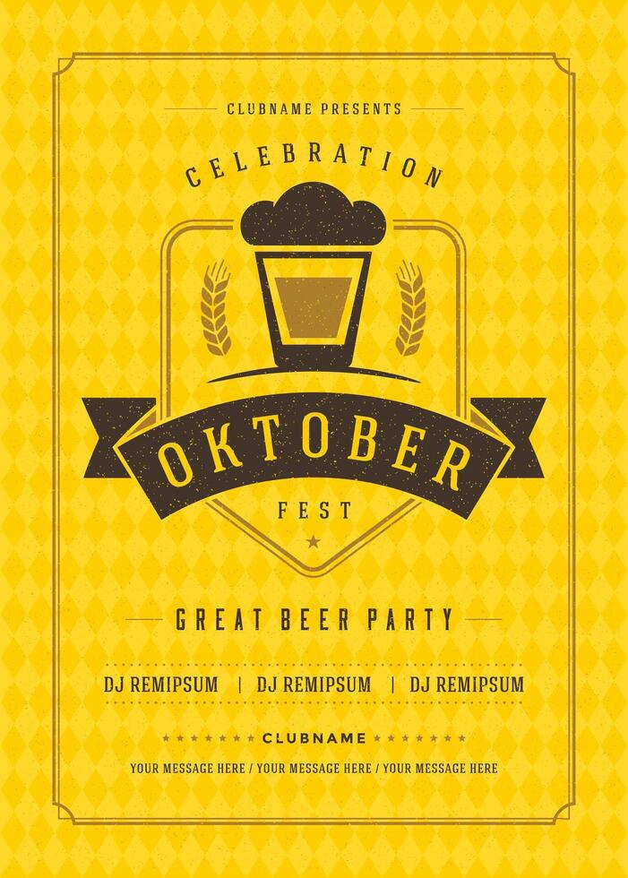 Oktoberfest Bier Festival Feier retro Typografie Poster oder Flyer vektor