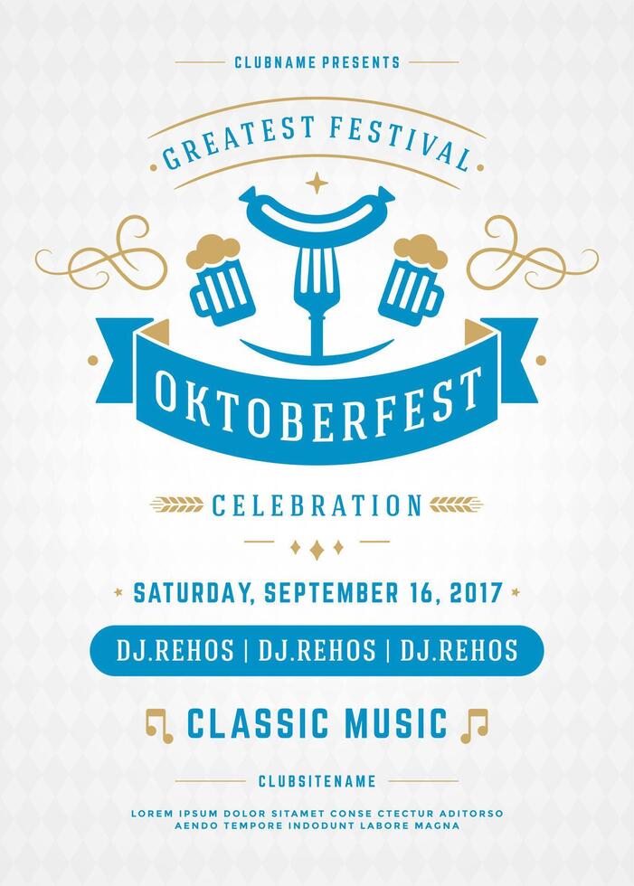 Oktoberfest Feier Poster mit Datum und Einladung vektor
