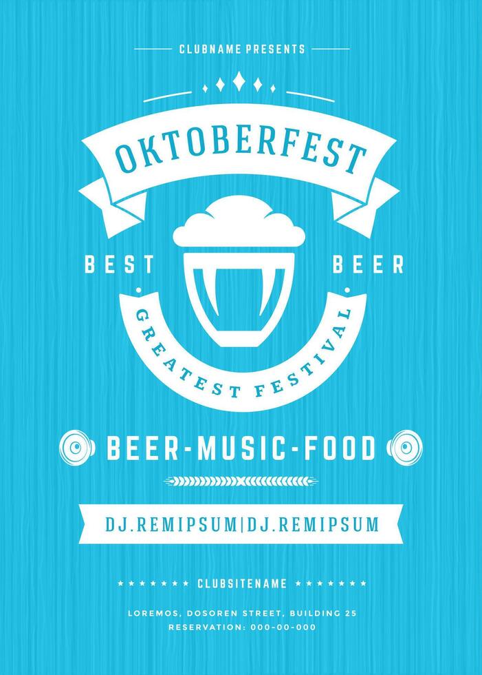 Oktoberfest Bier Festival Feier retro Typografie Poster oder Flyer vektor