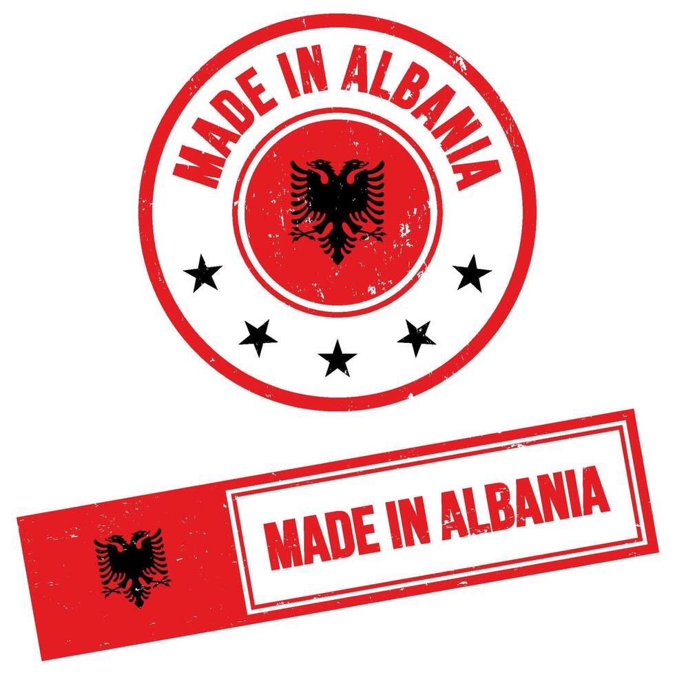 tillverkad i albania stämpel tecken grunge stil vektor